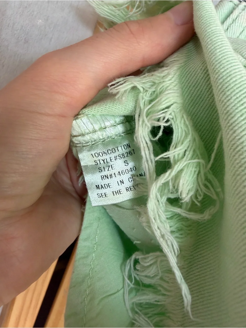 Distressed High-Waist Women’s Shorts - Light Green